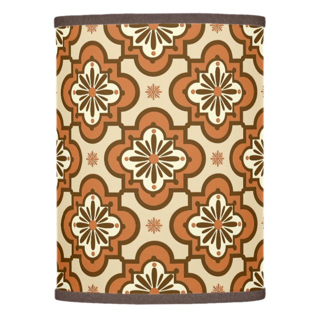 Moroccan tile pattern - Rust and Tan Lamp Shade (Front)