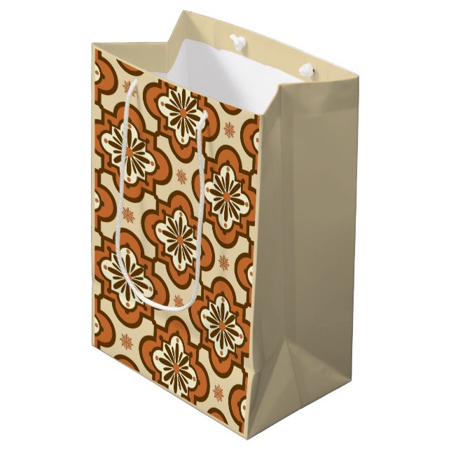 Moroccan tile pattern - Rust and Tan Medium Gift Bag (Front Angled)
