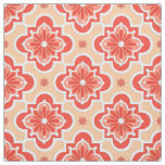 Moroccan tile pattern - Shades of Coral Orange Fabric