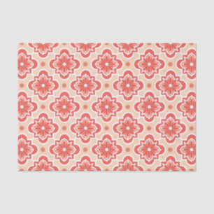 Moroccan tile pattern - Shades of Coral Orange Tissue Paper