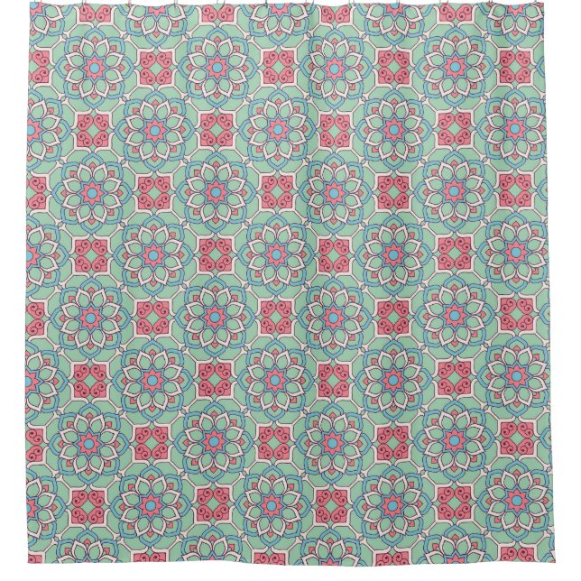 Moroccan Tile Pattern Shower Curtain (Front)