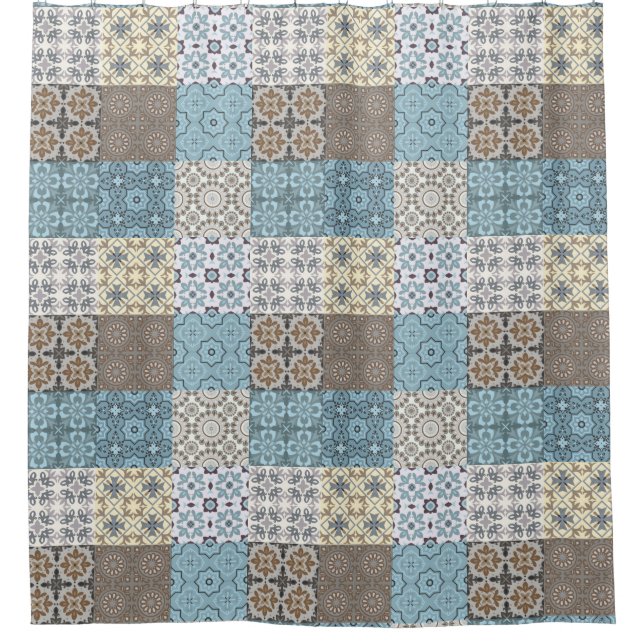 Moroccan Tile Pattern Shower Curtain (Front)