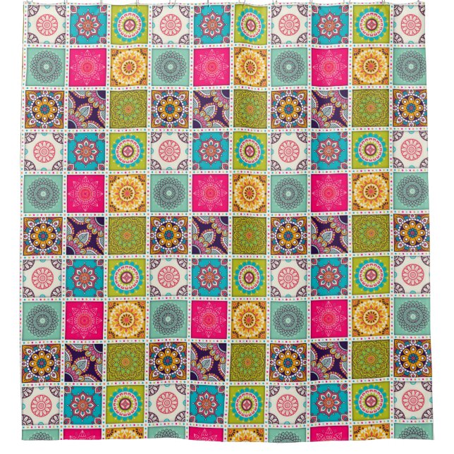 Moroccan Tile Pattern Shower Curtain (Front)