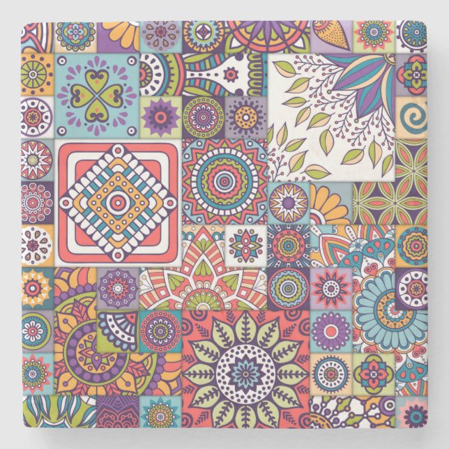 Moroccan Tile Pattern Stone Coaster (Front)