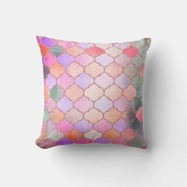 Moroccan Tile Pattern Throw Pillow (Front)