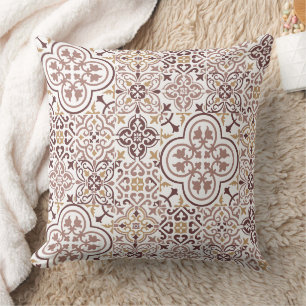 Moroccan tile pattern throw pillow