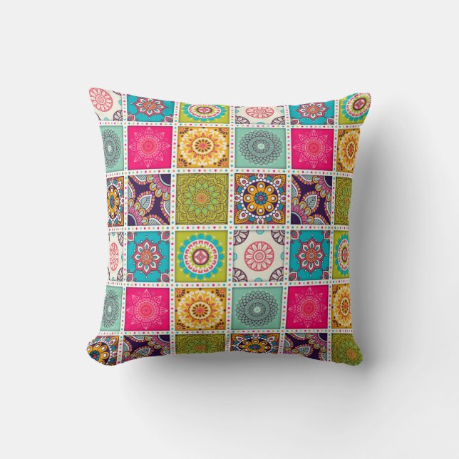 Moroccan Tile Pattern Throw Pillow (Front)