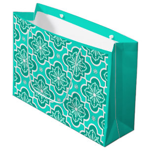 Moroccan tile pattern - Turquoise and Aqua Large Gift Bag