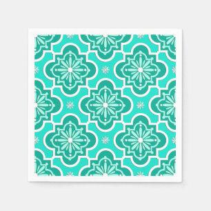 Moroccan tile pattern - Turquoise and Aqua Paper Napkins