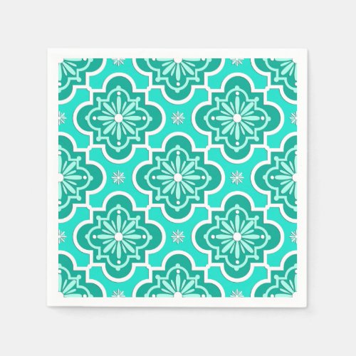 Moroccan tile pattern _ Turquoise and Aqua Paper Napkins