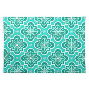 Moroccan tile pattern - Turquoise and Aqua Placemat