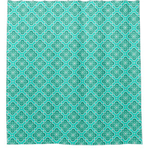 Moroccan tile pattern - Turquoise and Aqua Shower Curtain