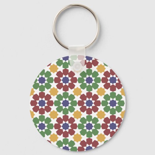 Moroccan Tile Pattern Zellige Traditional Islamic  Keychain