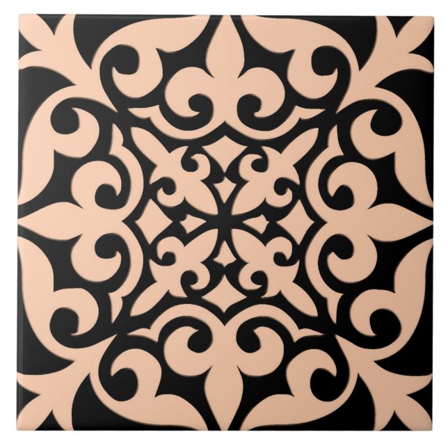 Moroccan tile - peach pink and black (Front)