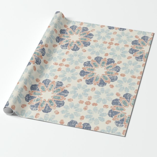 Moroccan Tile - Periwinkle Wrapping Paper (Unrolled)