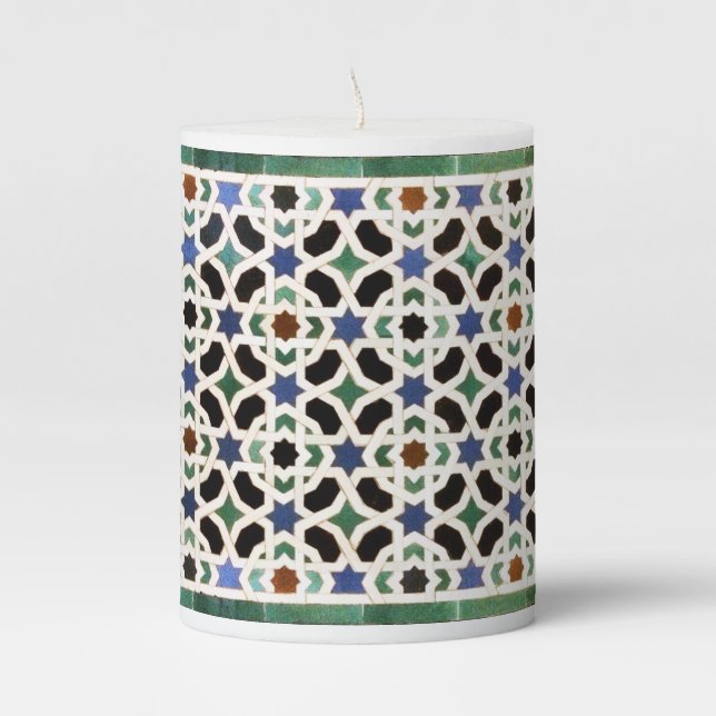 Moroccan Tile Pillar Candle (Front)