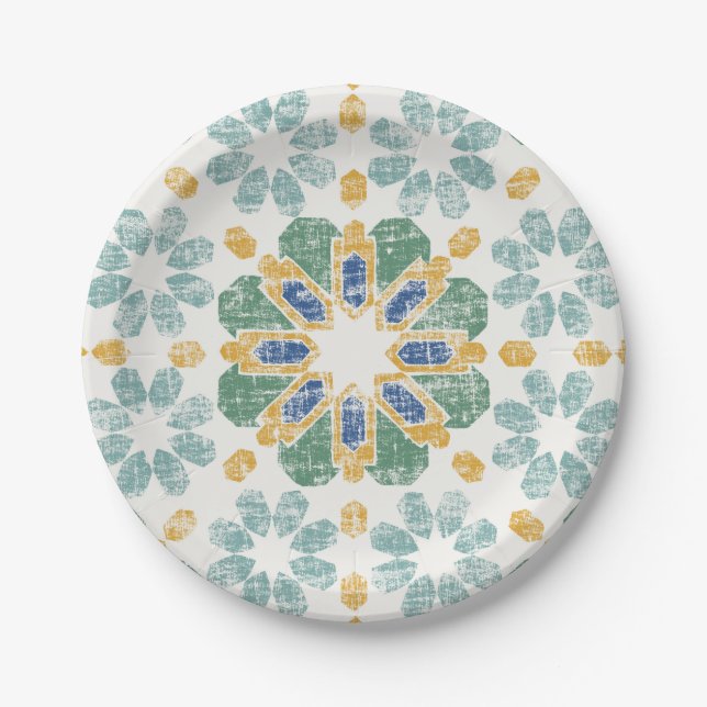Moroccan Tile - Pond Paper Plates (Front)