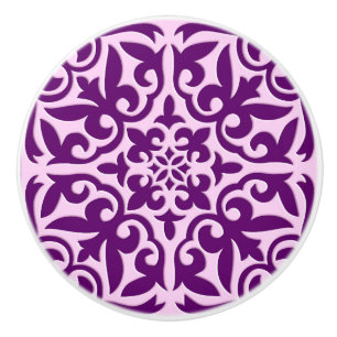 Moroccan tile - purple and orchid ceramic knob