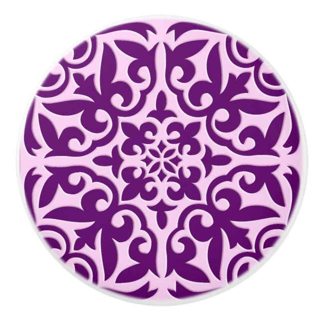 Moroccan tile - purple and orchid ceramic knob (Front)