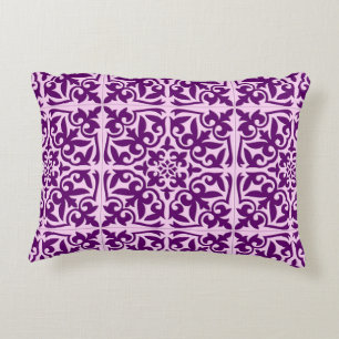 Moroccan tile - purple and orchid decorative pillow