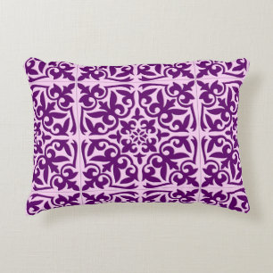 Moroccan tile - purple and orchid decorative pillow