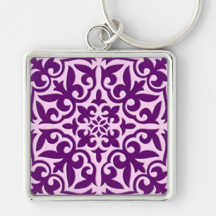 Moroccan tile - purple and orchid keychain