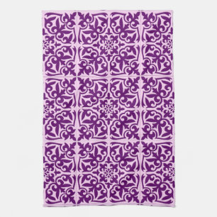 Moroccan tile - purple and orchid kitchen towel