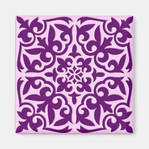 Moroccan tile - purple and orchid magnet
