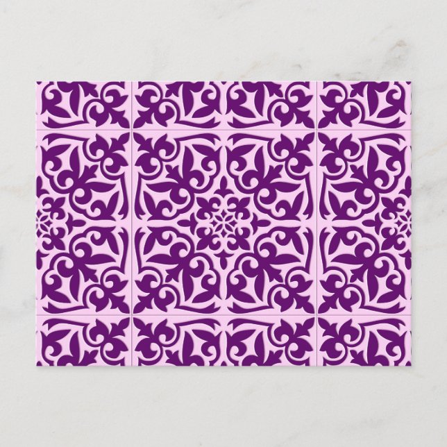Moroccan tile - purple and orchid postcard (Front)