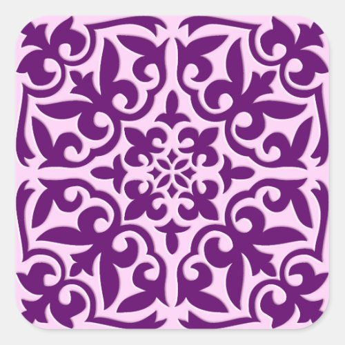 Moroccan tile _ purple and orchid square sticker
