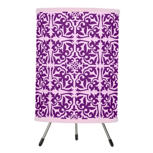 Moroccan tile - purple and orchid tripod lamp (Front)