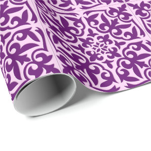 Moroccan tile - purple and orchid wrapping paper
