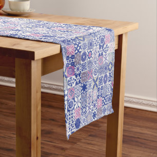 Moroccan tile - purple and pink short table runner