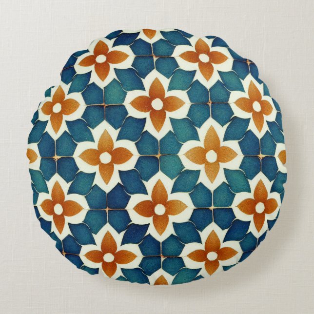 Moroccan tile round pillow (Front)