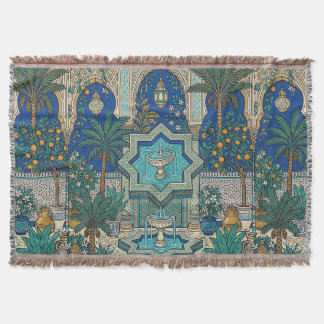 Moroccan Tile Throw Blanket – Zellige Motif Design