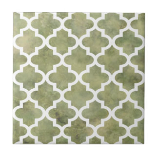 Moroccan Tile Trellis Patterm on Moss Green Marble