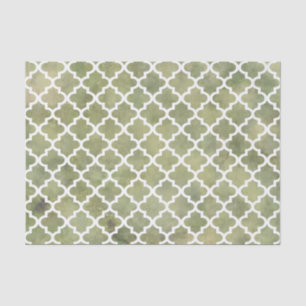 Moroccan Tile Trellis Patterm on Moss Green Marble Tissue Paper