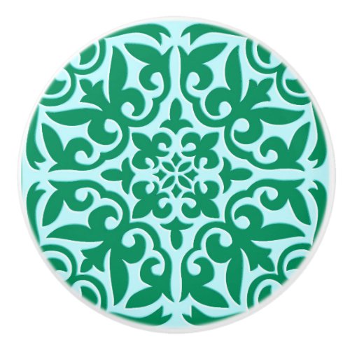 Moroccan tile _ turquoise and aqua ceramic knob