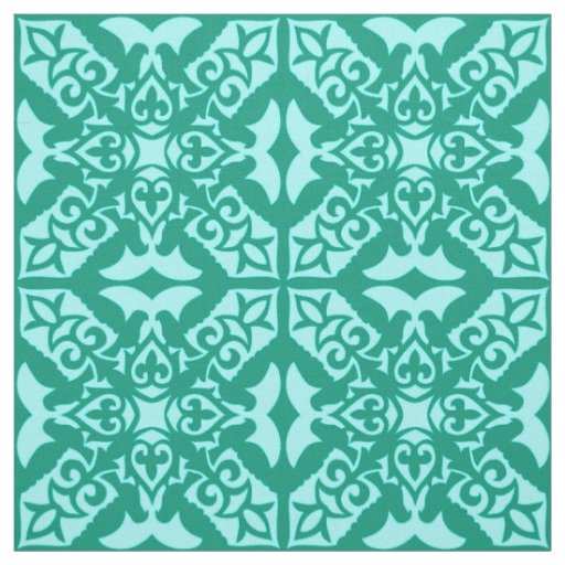 Moroccan tile - turquoise and aqua fabric