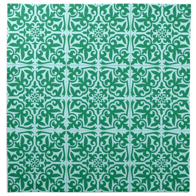 Moroccan tile - turquoise and aqua napkin (Front)