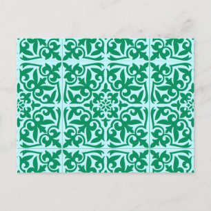 Moroccan tile - turquoise and aqua postcard