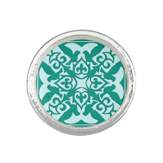 Moroccan tile - turquoise and aqua ring (Front)