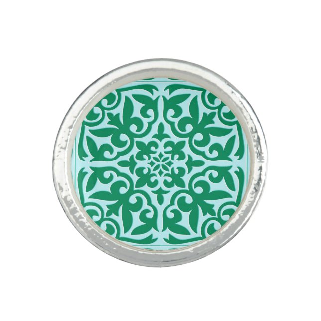 Moroccan tile - turquoise and aqua ring (Front)