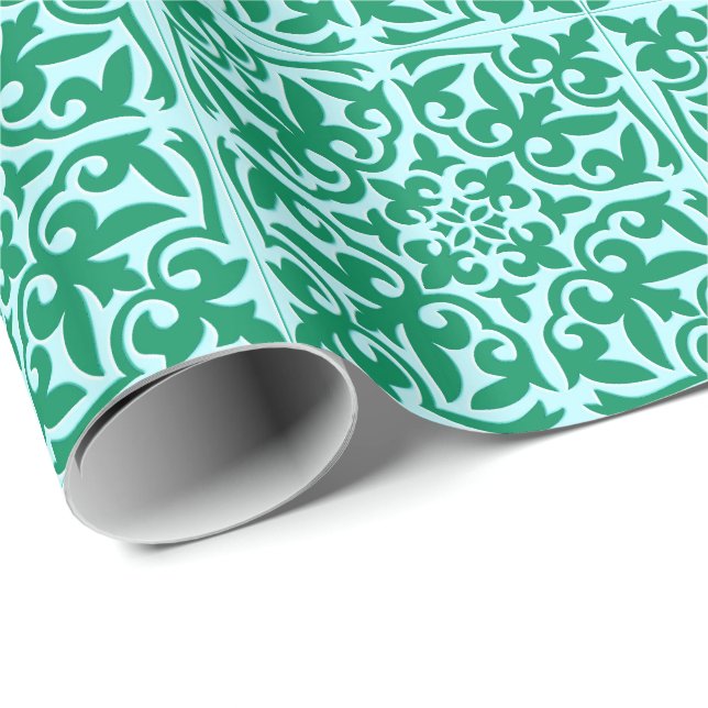 Moroccan tile - turquoise and aqua wrapping paper (Roll Corner)