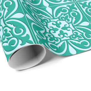 Moroccan tile - turquosie blue and aqua wrapping paper