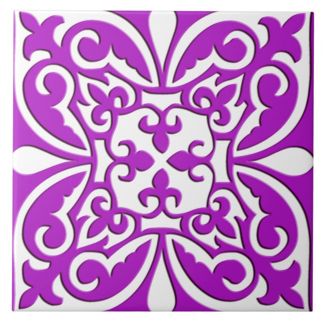 Moroccan tile - violet purple and white (Front)