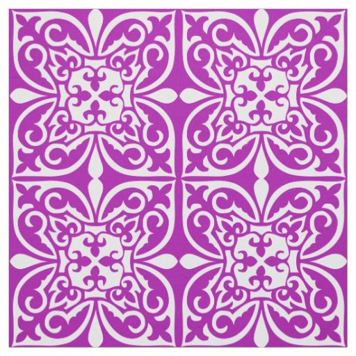 Moroccan tile - violet purple and white fabric