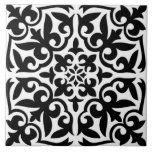 Moroccan tile - white with black background