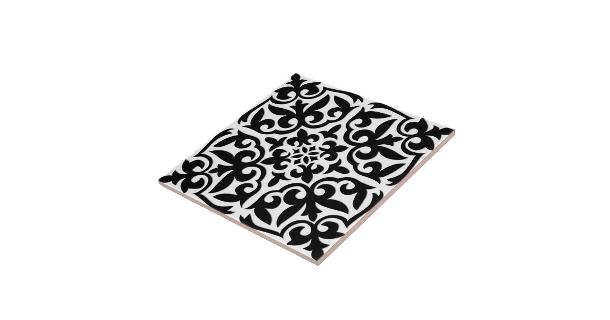 Moroccan tile - white with black background | Zazzle