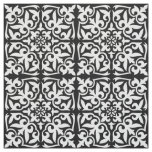 Moroccan tile - white with black background fabric
